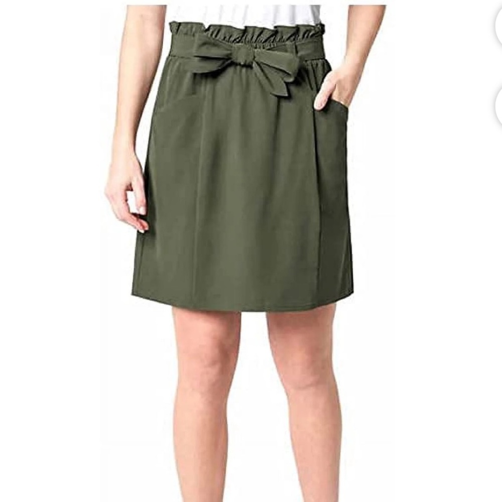 Mondetta Olive Green Skirt with Tie Belt Small